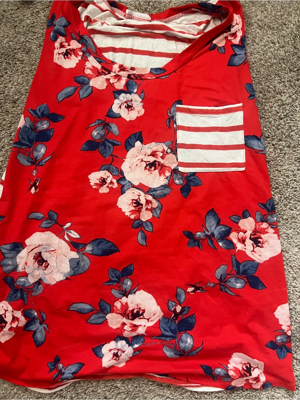 Red Floral Pocket Tank Top